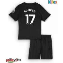 Camiseta Tottenham Hotspur Cristian Romero #17 Visitante Equipación para niños 2025-26 manga corta (+ pantalones cortos)
